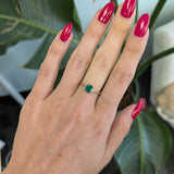 14K yellow gold colombian emerald ring with diamond accents