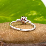 Razi Solid 14k Gold Rubellite Tourmaline Ring with Earth Mined Diamonds, Round 6mm