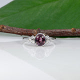 14K white gold purple spinel ring with diamond accents