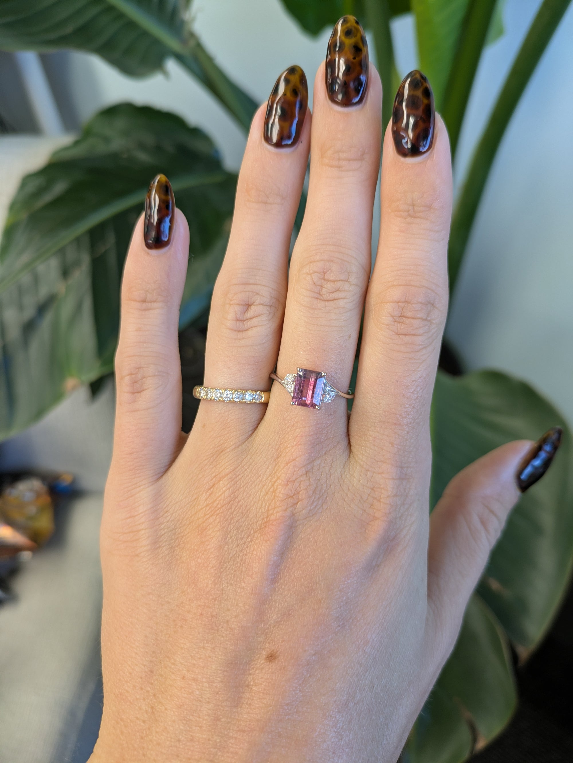 14K white gold bi-color tourmaline ring