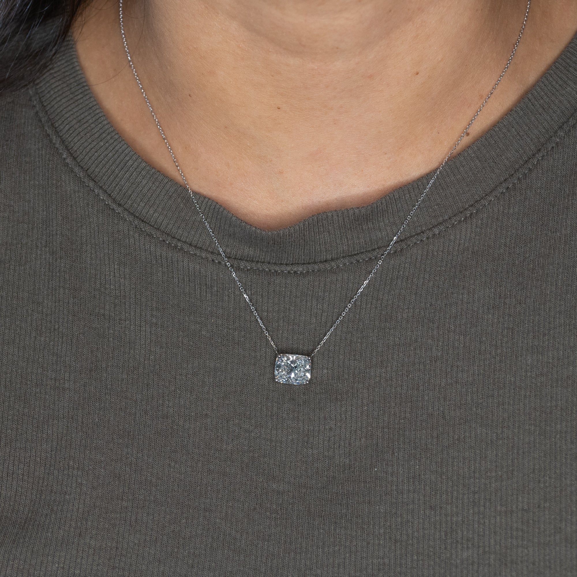 14K white gold lab grown diamond necklace