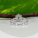 14K white gold alexandrite ring with diamond accents