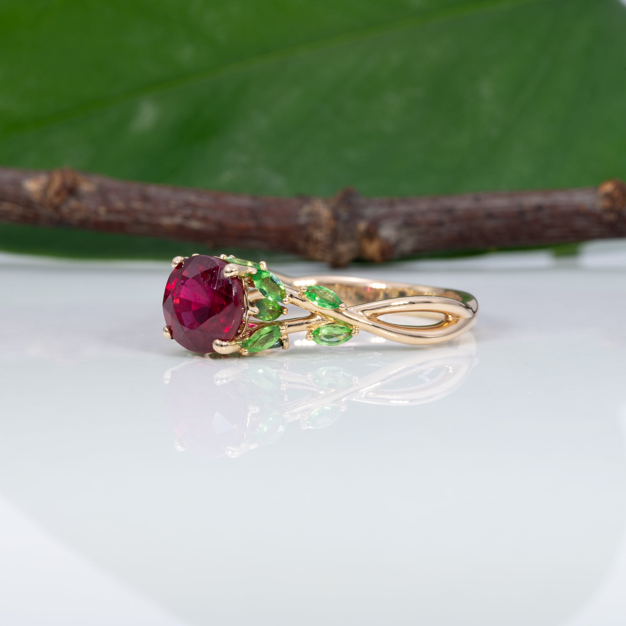 14K yellow gold madagascar ruby ring