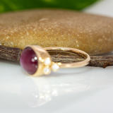 Calyx Solid 14k Gold East - West Star Ruby Ring with Natural Diamonds Accents, Oval 11x9mm