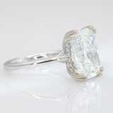 5Ct lab diamond Ring with Sapphire Accent and Lab Diamonds Halo: Solid 14K Gold
