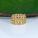 14K yellow gold basket-weave estate ring