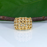 14K yellow gold basket-weave estate ring