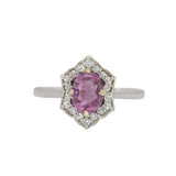 Beautiful Pink Sapphire Ring with Earth Mined Diamonds: Solid 14K Gold, 7.5x5.5mm, Natural Gemstone, Elegant Engagement or Statement Jewelry
