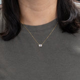 1 Ct Lab Diamond East-West Emerald Cut Pendant Necklace in Solid 14K Gold with Attached Chain – 7x5mm Diamond