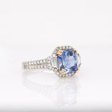 Genevieve 14K Solid Gold Cornflower Blue Sapphire and Natural Diamonds Ring | CU 8x7mm