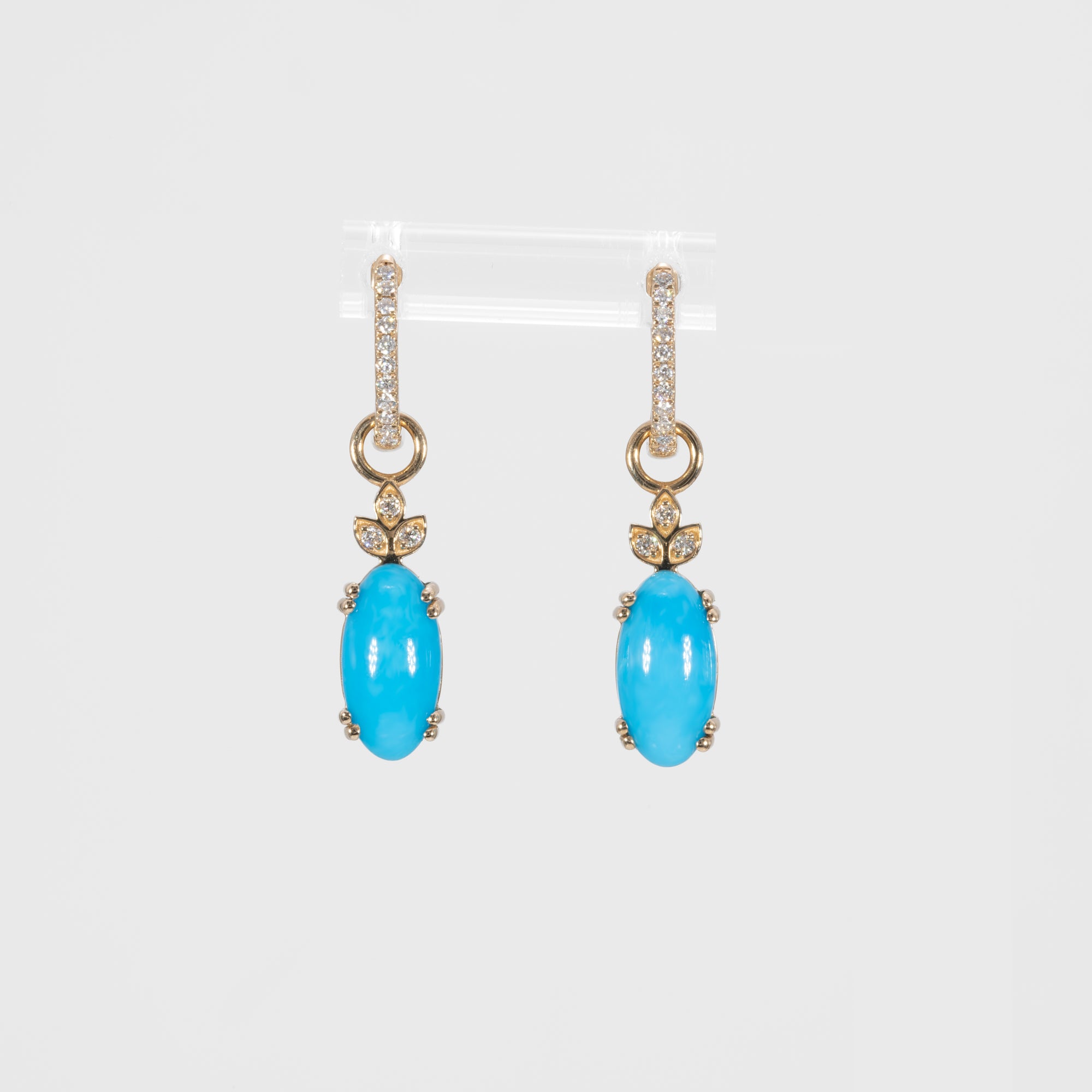 14K yellow gold sleeping beauty turquoise earrings