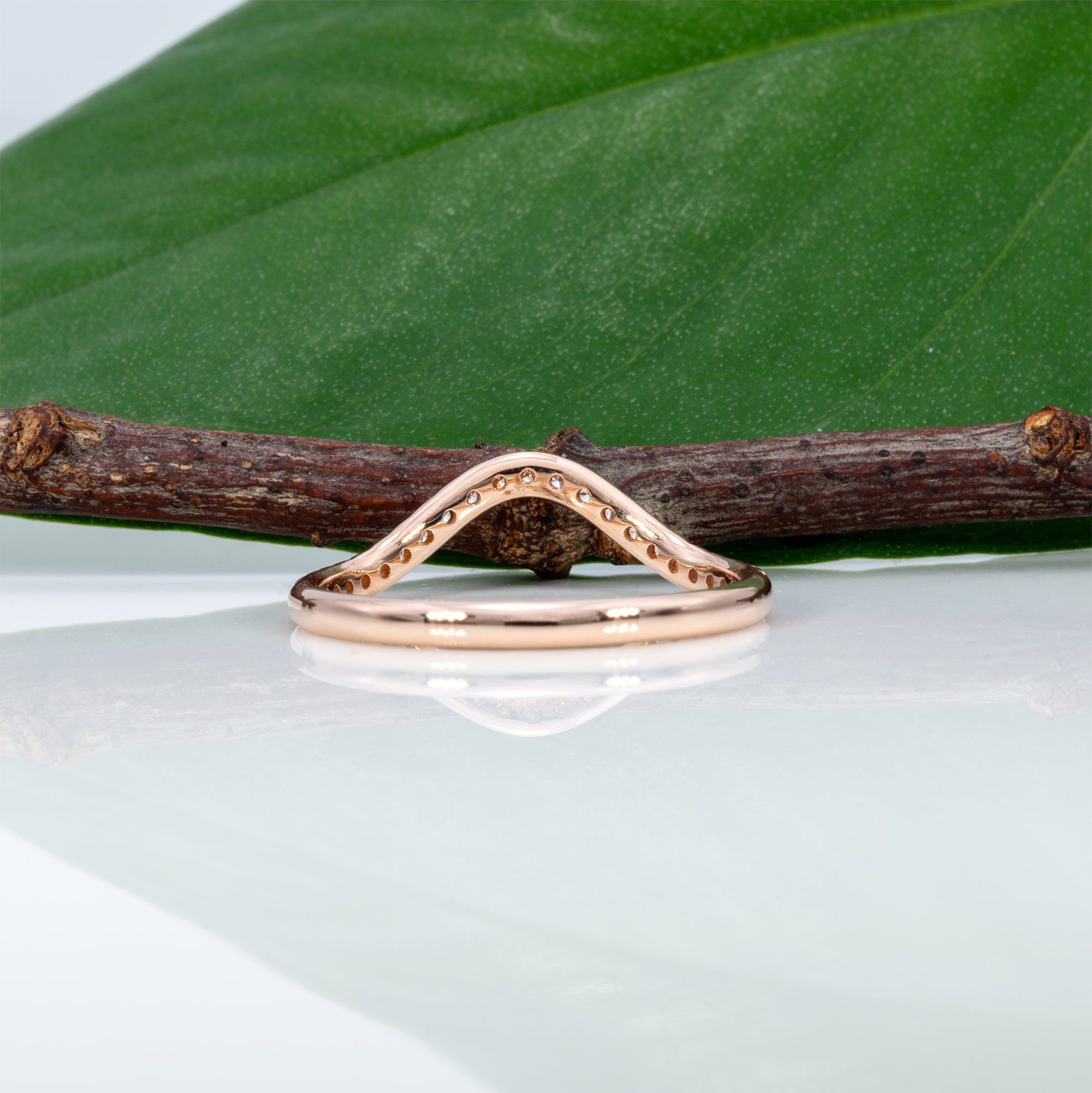 14K rose gold diamond band ring