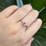 Lia 14K White Gold Padparadscha Sapphire Diamond Ring | PE 6x5mm