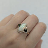 Anvisha 14K Rose Gold Brazilian Opal and Tsavorite with Diamonds Ring | Oval 13x7mm