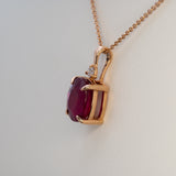 1.7Ct Madagascar Ruby Pendant Necklace with Earth Mined Diamond Accents in Solid 14K Gold – 8x6mm Elegant Ruby Pendant