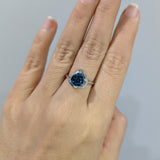 2ct London Blue Topaz Ring w Diamond Accents in Solid 14K White Gold | TR 8mm