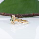14K yellow gold demantoid garnet ring