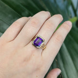 Elowen 14K Yellow Gold Solitaire Zambian Amethyst Ring | EM 10x8mm