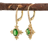 Charmi 14K Yellow Gold Tsavorite Garnet Diamond Earrings | Oval Shape 7.2x5.2mm