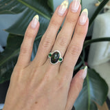 3.8Ct Ethiopian Black Opal Ring with Earth Mined Diamonds & Tsavorite Accents in Solid 14K Gold – Oval Black Opal Fine Jewelry Ring
