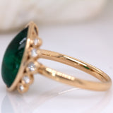 Solene 14K Yellow Gold Zambian Emerald and Diamonds Ring | Pear Shape 14x9mm