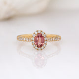 Shrija 14K Yellow Gold Padparadscha Sapphire and Natural Diamond Ring | OV 6x4mm