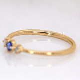 Jeannie 14K Yellow Gold AAA Ceylon Blue Sapphire and Diamond Ring | Round 3mm