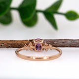 Mahim 14k Solid Rose Gold Purple Sapphire and Natural Diamond Ring | 6x4mm , OV