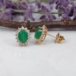 14K yellow gold zambian emerald earrings
