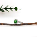 Risha 14K White Gold 1.0cts Tsavorite Diamond Ring | Oval 8x6mm