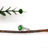Risha 14K White Gold 1.0cts Tsavorite Diamond Ring | Oval 8x6mm