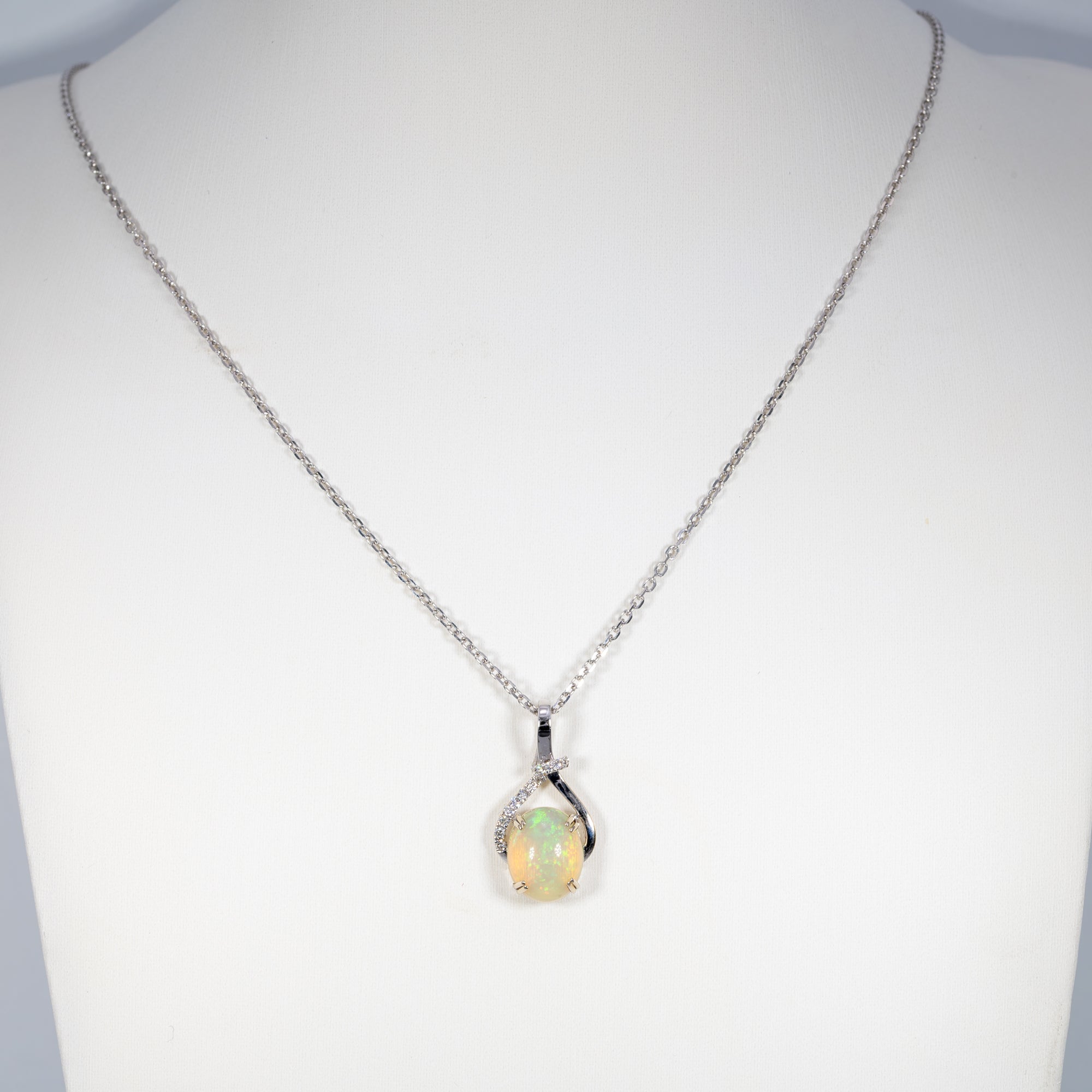 14K white gold ethiopian opal pendant