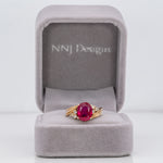 14K yellow gold Madagascar ruby estate ring with diamonds