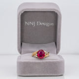 14K yellow gold Madagascar ruby estate ring with diamonds