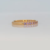 Purple Sapphire Band in Solid 14K Gold - Minimalist Round Sapphire Fine Jewelry Stackable Ring