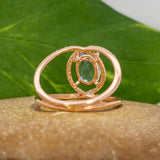 Althea Solid 14k Gold Aquamarine Ring with Natural Diamond Accents, Oval 8x6mm