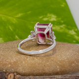 Jazz Solid 14K Gold Bi-color Tourmaline Ring with Natural Diamonds Accents