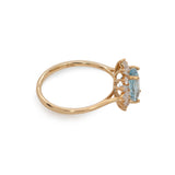 Rosily Solid 14k Gold Aquamarine Ring with Natural Diamonds Accents, Oval 9x7mm