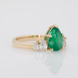 GIA Certified Colombian Emerald & Natural Diamond Ring: Solid 14K Gold, Pear Cut