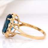 Sylvie 14k Solid Gold Statement London Blue Topaz Ring | Oval 13x9mm