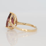 3.7Ct Rubellite Tourmaline Ring with Earth Mined Diamond Accents in Solid 14K Gold – Pear Cut 13x8mm Fine Jewelry Ring