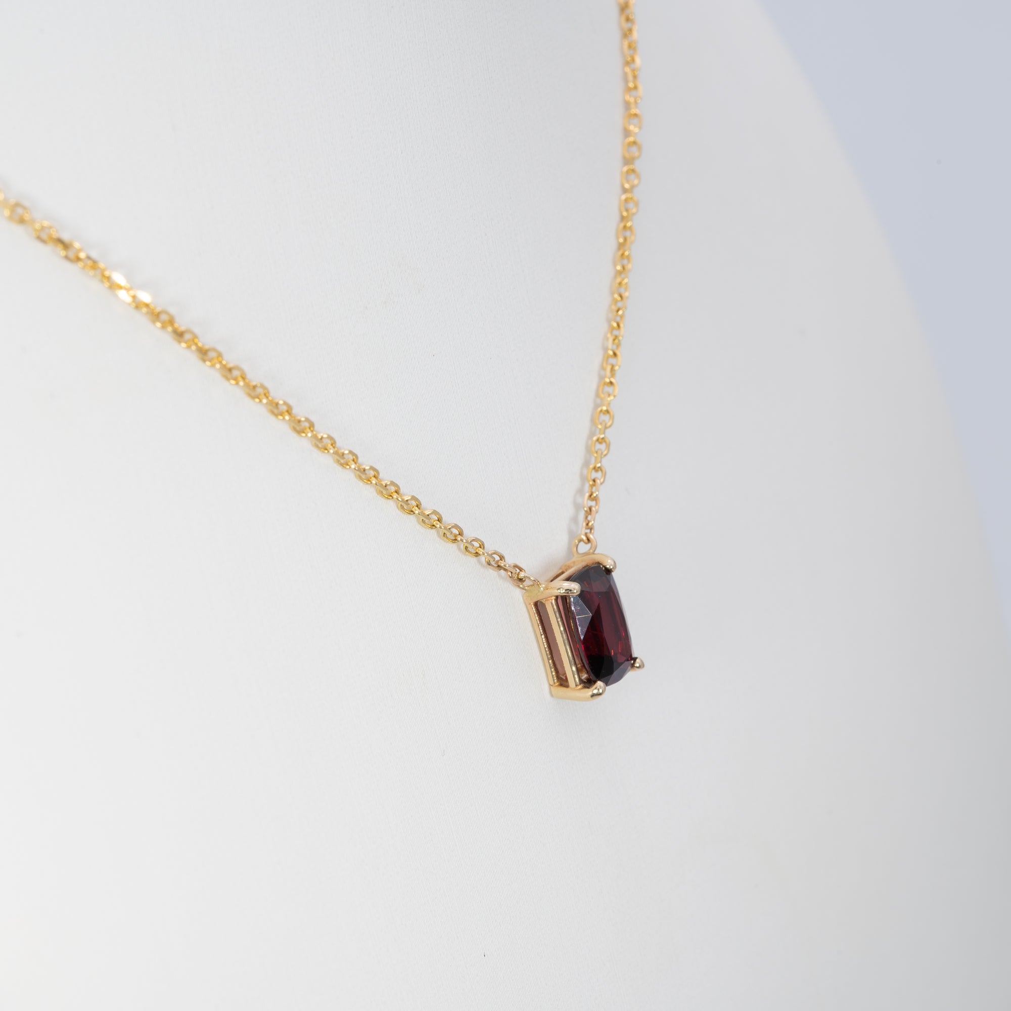 14K yellow gold red spinel necklace