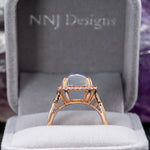 14K rose gold rainbow moonstone ring
