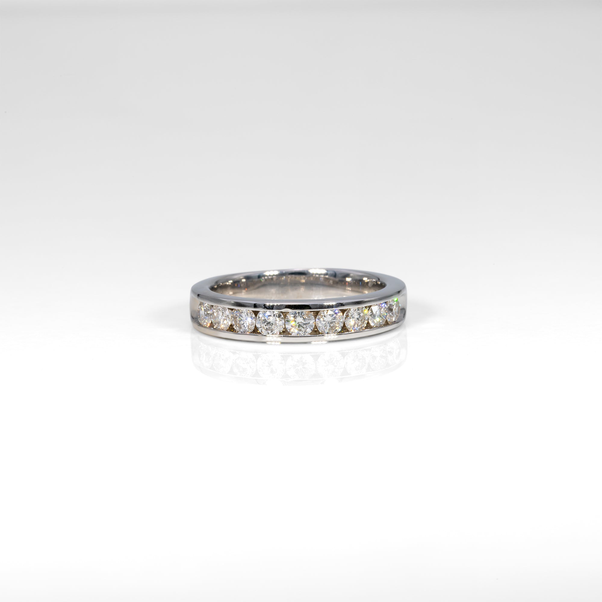 14K white gold diamond estate band