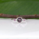 14K white gold purple spinel ring with purple sapphire accents
