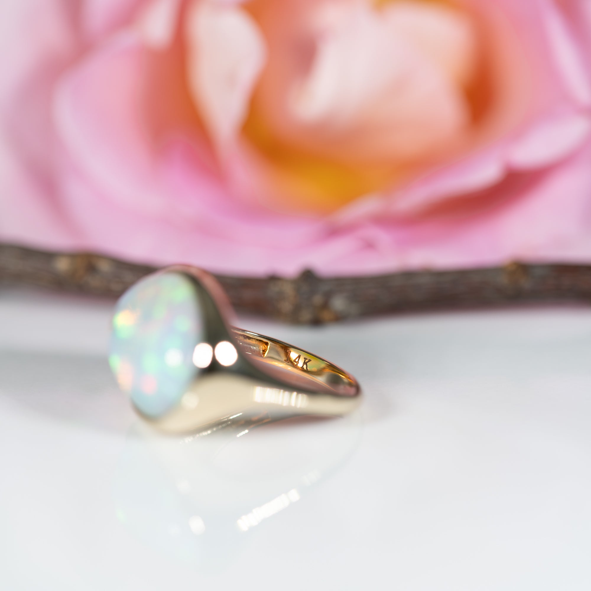 14K yellow gold ethiopian opal ring