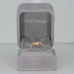 14K yellow gold rainbow moonstone cabochon ring with diamonds