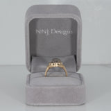 14K yellow gold rainbow moonstone cabochon ring with diamonds