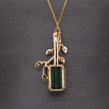 Tressa 14K Yellow Gold Chrome Tourmaline and Diamond Pendant | EM 11x7mm