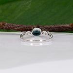 14K white gold indicolite tourmaline ring with diamond accents